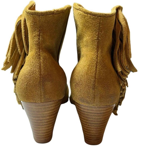 Maje Suede Tan Fringe Western Ankle Bootie Size 38 / 7.5 - Picture 6 of 12